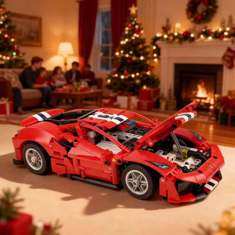 1030pcs MOC 페라리 488 Pista RC MOD Power Function & Mortors Technical Model Building Blocks Christmas Gift Birthday Craft Art