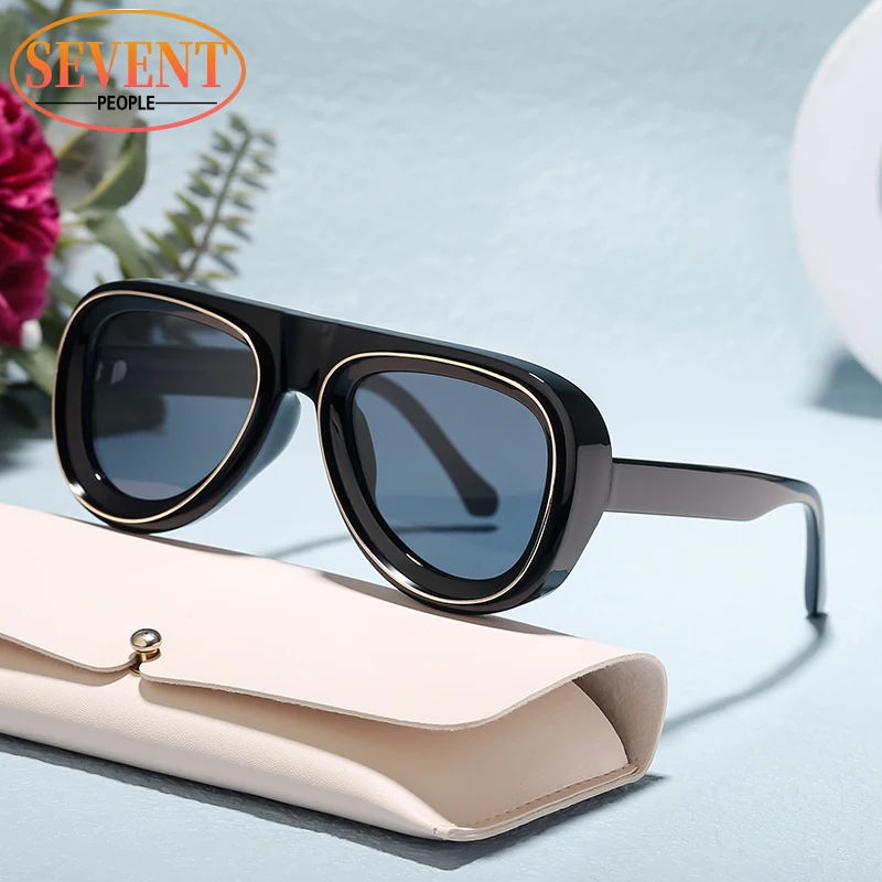 Oversized Sunglasses Men Women New In 2025 Luxury Brand Design Punk Oval Sun Glasses For Femal Fashion Retro Big Frame Eyewear