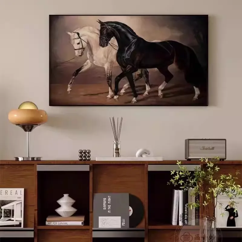 

Modern Horse Art Canvas Black White Horse Poster High-end Animal Painting Home Office Bedroom Luxury Wall Decor Picture