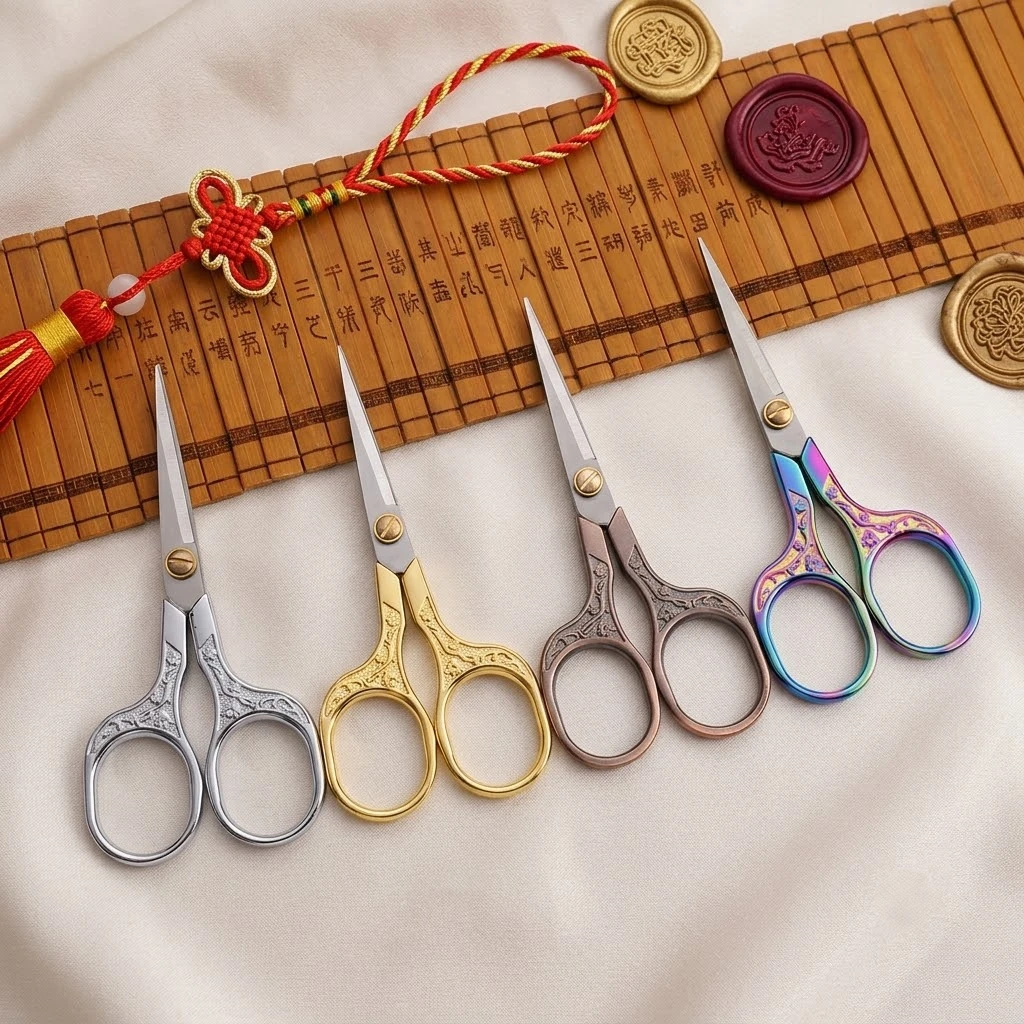Colorful Stainless Steel Sewing Scissors Vintage Rainbow Tailor Shears Sharp Fabric Cutter for Dressmaker DIY Crafts Sewing Accessories
