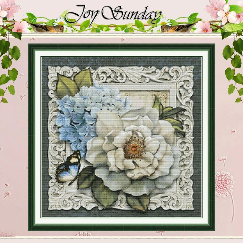 

Набор для вышивки крестом с цветами и бабочками, сделай сам, 11CT, 14CT, 16CT, штампованный набор для вышивки крестом DMC, вышивка, рукоделие