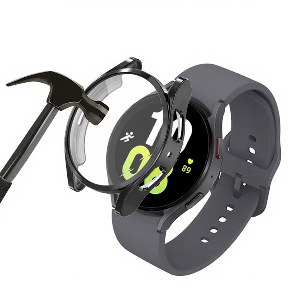 Capa de silicone tpu para samsung galaxy watch 7/6/5/4 40mm 44mm capa completa protetor de tela para watch7 44mm 40mm capa shell