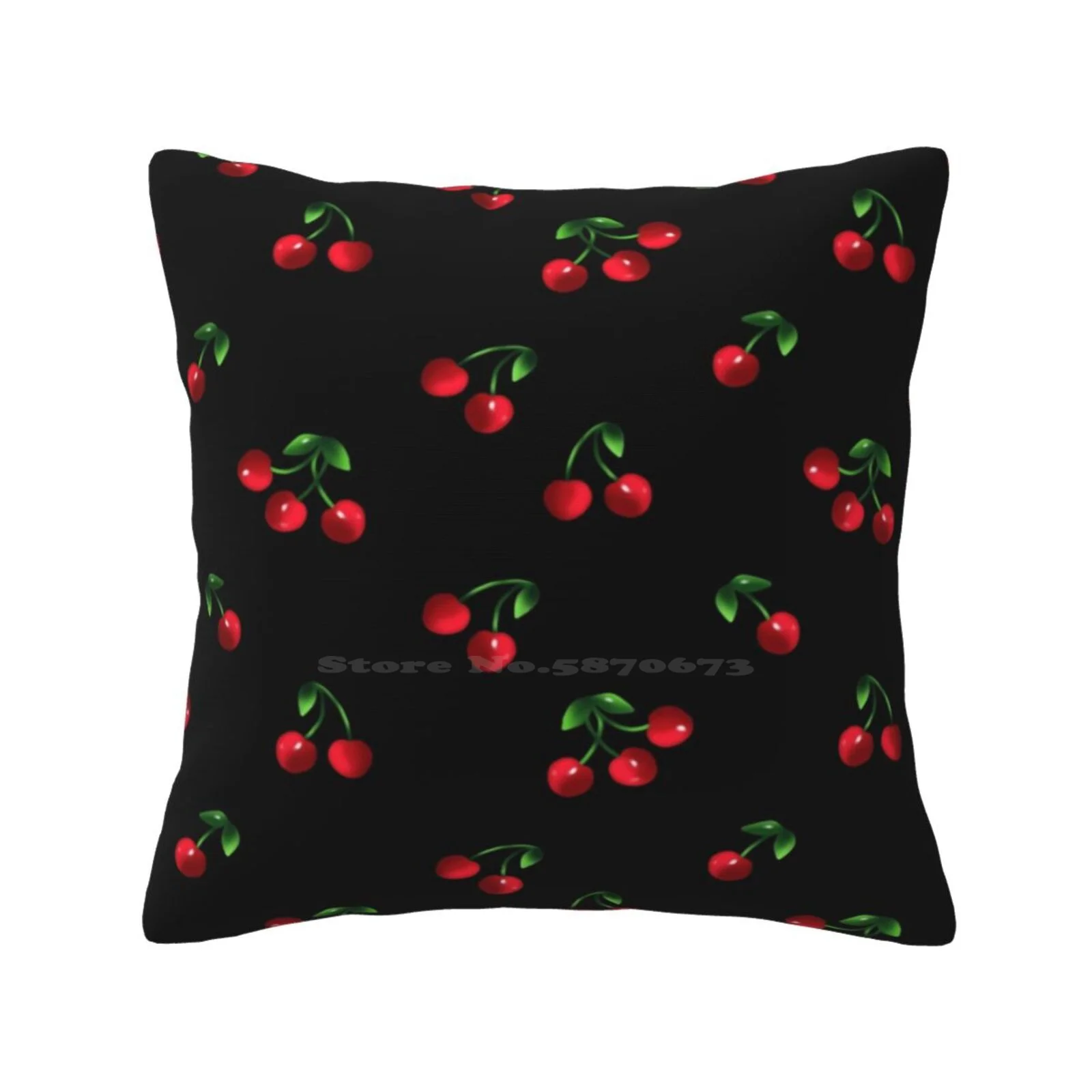 

Black Sweet Cherry Pattern Pillow Cover Hug Pillowcase Cherry Cute Simple Pretty Girly Floral Pattern Flowers Seamless Feminine