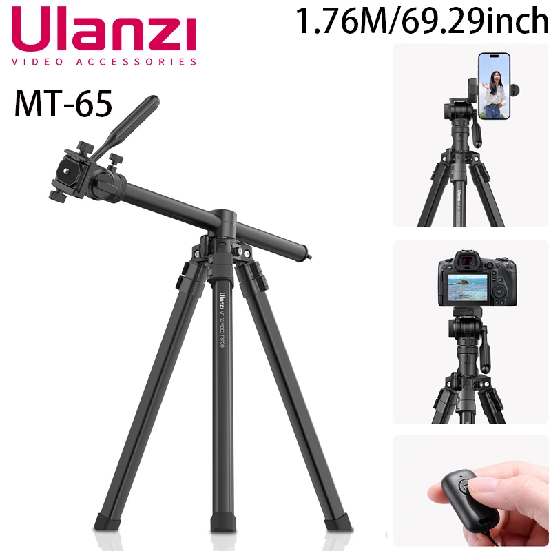 

Ulanzi MT-65 for Canon Sony Overhead Tripod 1.76M Aluminum Professional Horizontal Camera Mobile Phone Max Photography Stand