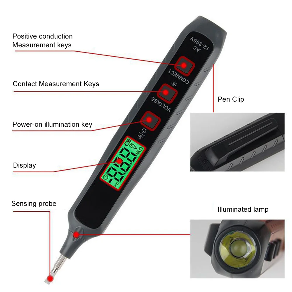 Imagem -06 - Digital Smart Pen tipo Multímetro Testador de Tensão Voltímetro Ncv Disjuntor Localizadores Auto Ranging Ac12300v Jl01