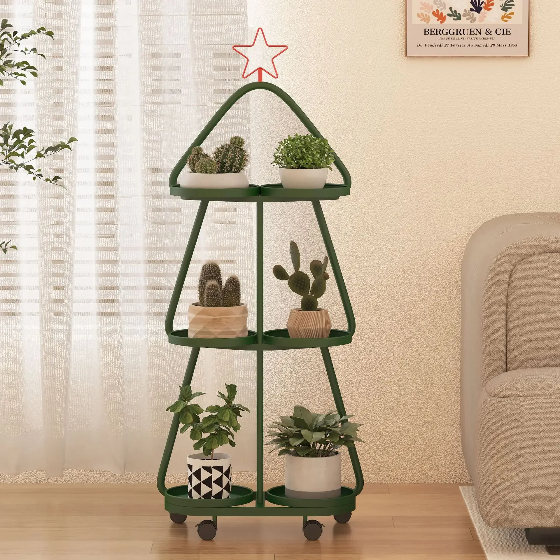 DSA six-plate shelf balcony living room floor-to-ceiling multi-layer removable wrought iron flower pot flower stand