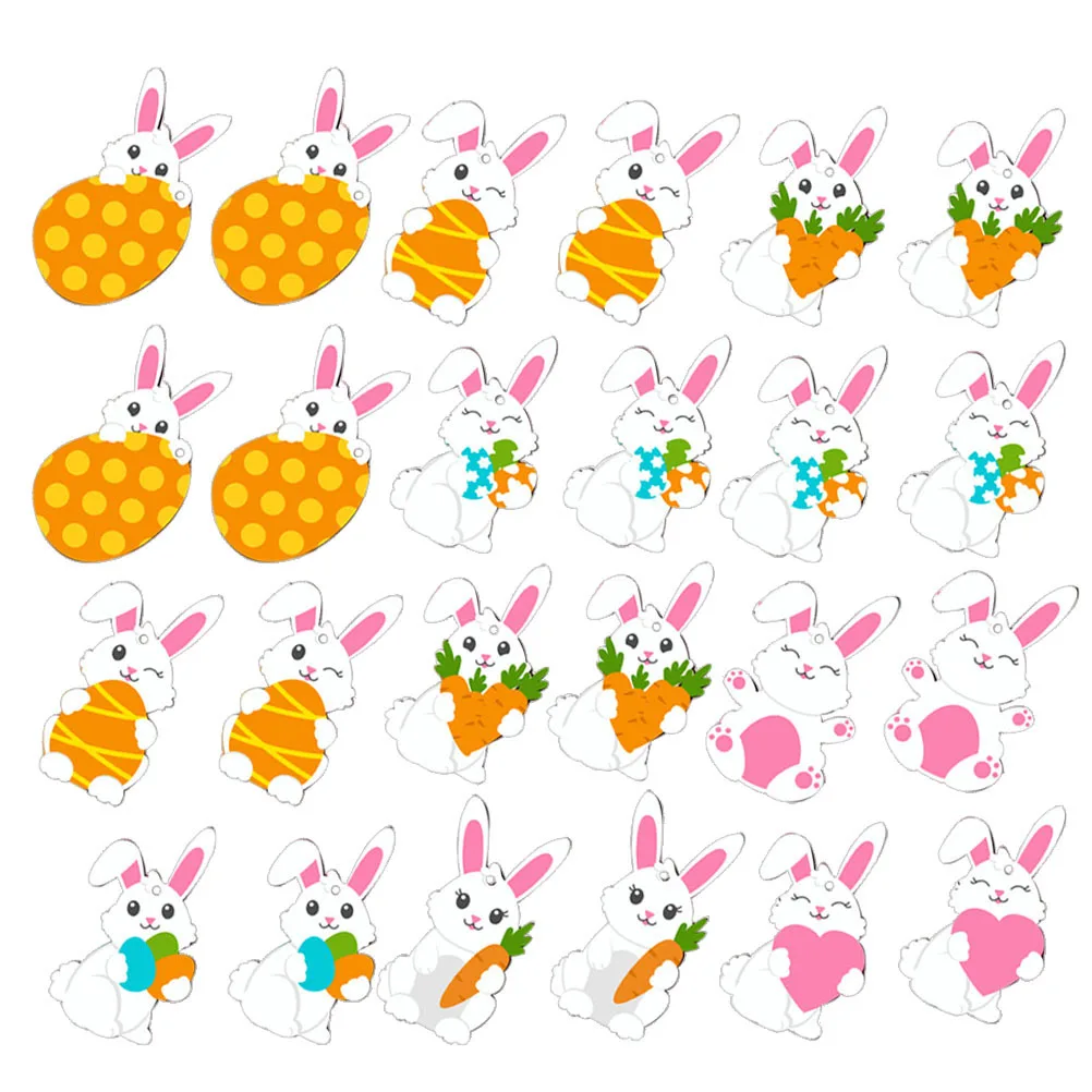 

48Pcs Bunny Rabbit Wooden Hanging Ornaments Easter Party Decoration Easter Hanging Ornaments Festival Ornament