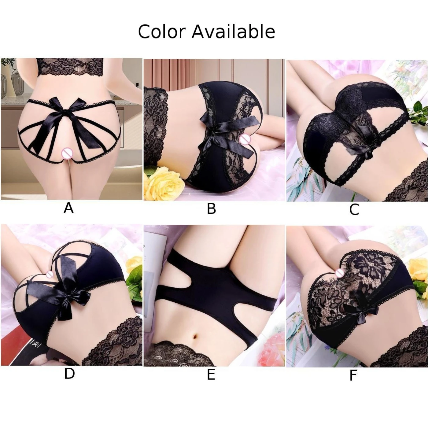 Seksowne kobiety erotyczna przezroczysta bielizna stringi majtki Hollow stringi koronkowe kuszące Hollow Bow-Knot figi bielizna z odkrytymi plecami