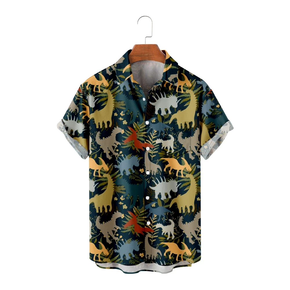 

Hawaiian Shirts for Men Dinosaurs Print Short Sleeve Shirts Cool Summer Tops Vintage Breathable