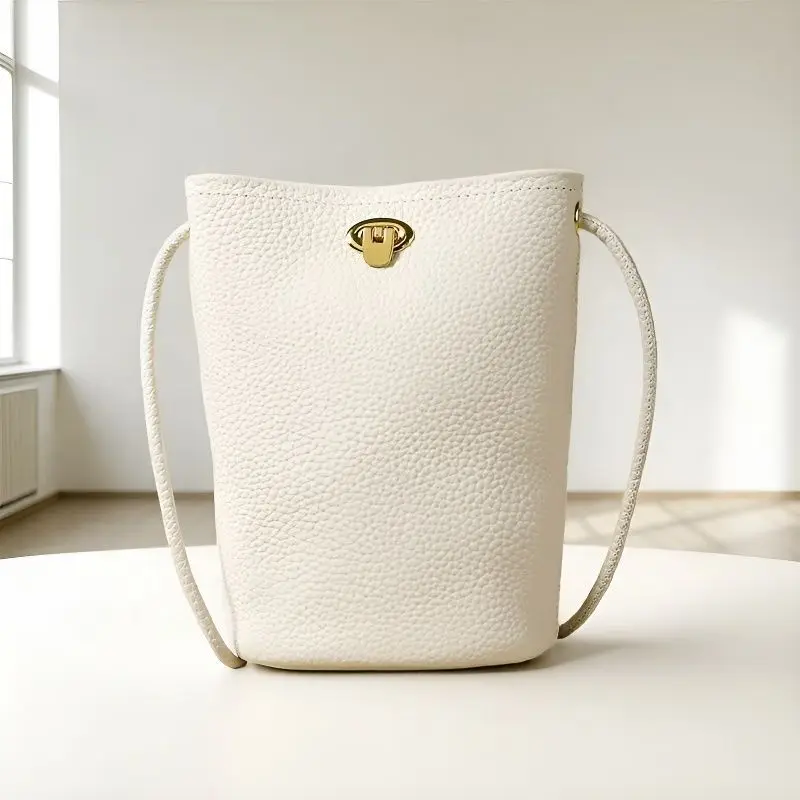 

Damska Fashion Design Genuine Leather Bucket Small For Women 2025 New Simple Casual Phone Versatile Shoulder Crossbody Bag
