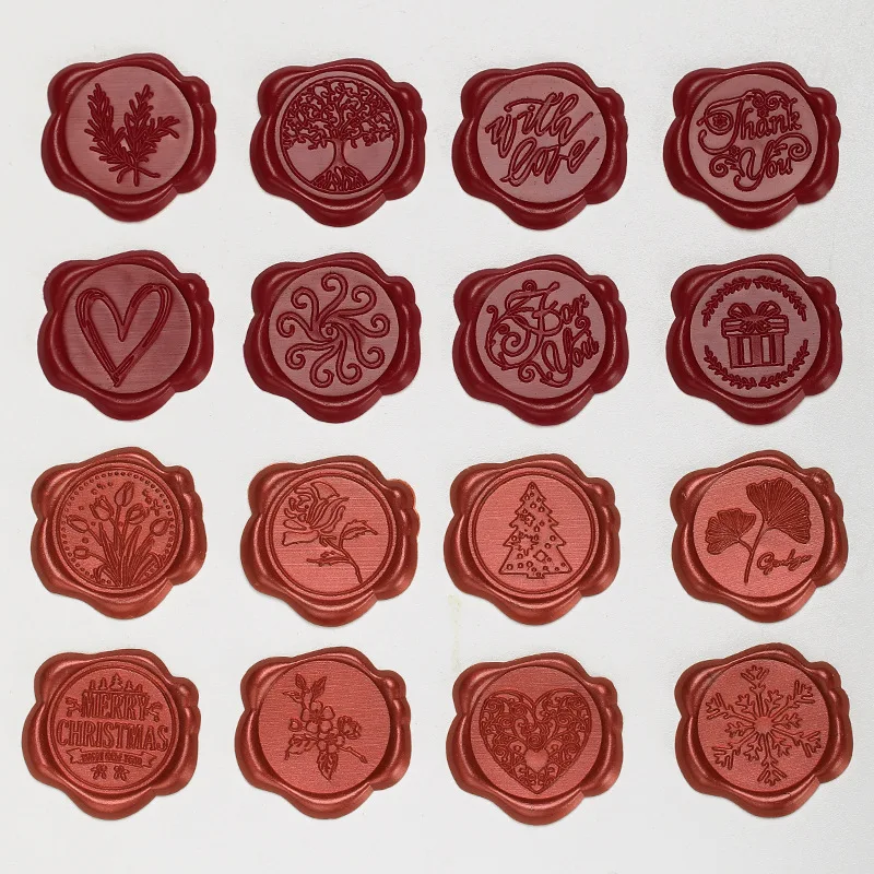 10pcs Wax Seal Stickers Love Heart Flowers Plant Thank you Merry Christmas Xmas DIY Wedding Invitations Envelope Decor Wax Label