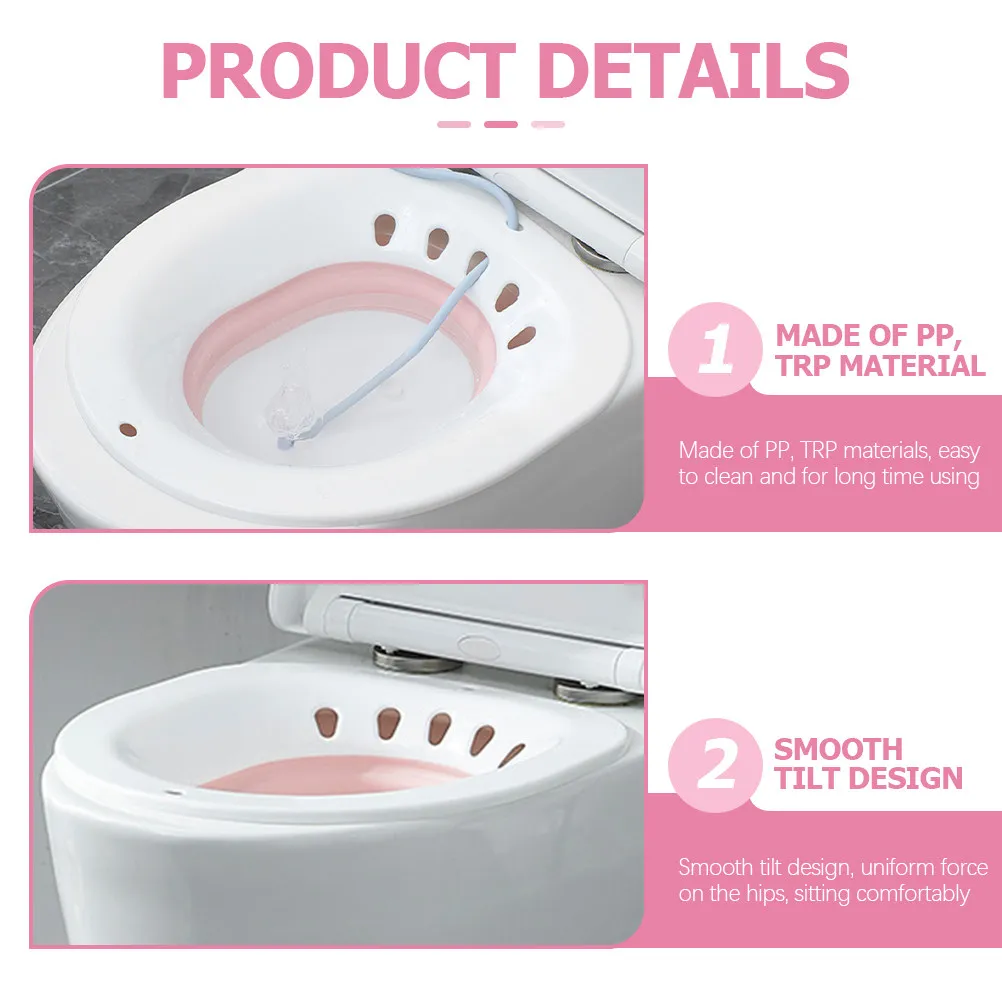 Sitz Bath Postpartum Care Collapsible Basin Hemorrhoid Relief Simulates Buttocks Design Anti-Overflow Holes Easy to Clean