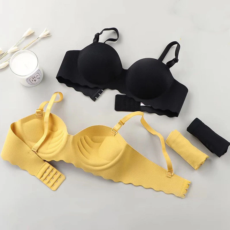 1 Piece Lingerie Female Solid Color Non-marking One-piece Bra Small Breasts Gathered to Adjust the Breathable Comfortable Girl B