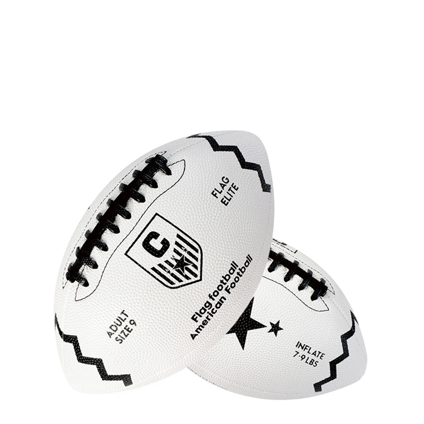 Adult Size #9 Flag ELITE Rugby PU Leather American Football Standard Ball For Match Clubs Training Olive Ball Black And White