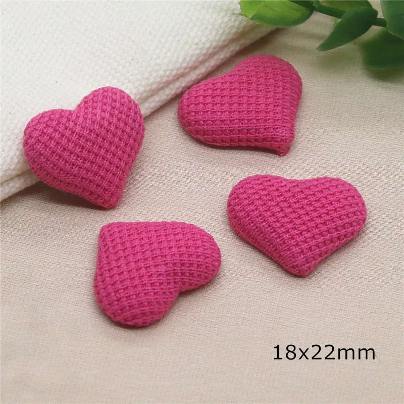 30pcs Colorful Pure Color Fabric Covered Heart Flatback Buttons Garment DIY Accessories