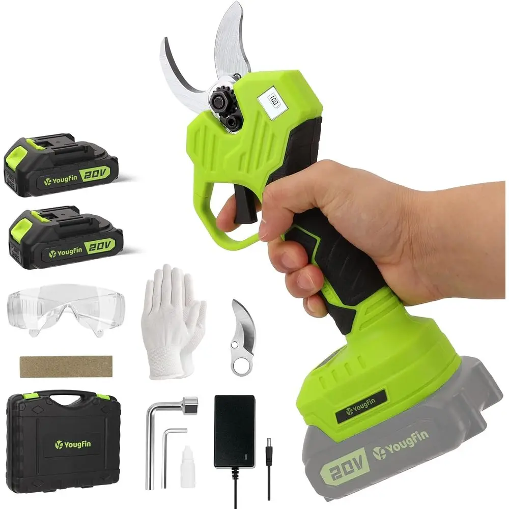 مقصات تقليم تعمل بالبطارية مع 4 قطر قطع قابل للتعديل، شاشة LED وعد، مقصات تقليم كهربائية لاسلكية لـ G