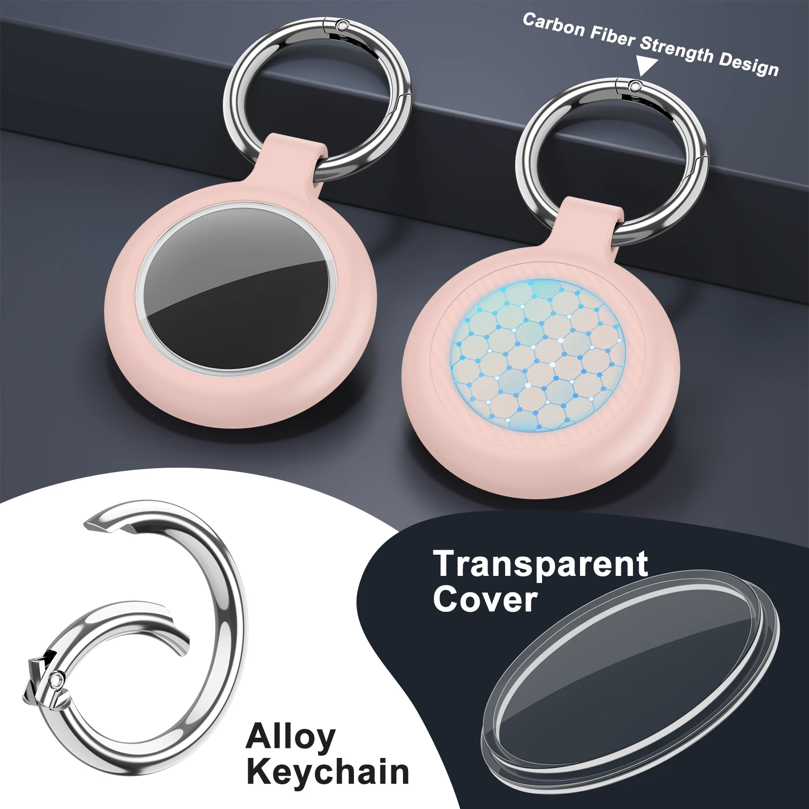 Wasserdichte Hülle für Apple Airtag Halter Schlüsselanhänger mit Anti-Verlust-Schlüsselring Harte TPU AirTag-Hülle für Schlüssel, Tasche, Haustierhalsband, Koffer – Detail 5