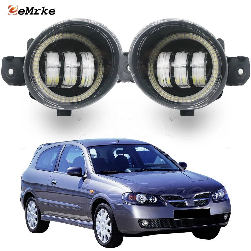 

EEMRKE LED Fog Lights Assembly Car PTF for Nissan Almera N16 Restyling 2003 2004 2005 2006 Angel Eye DRL Daytime Running Lamp