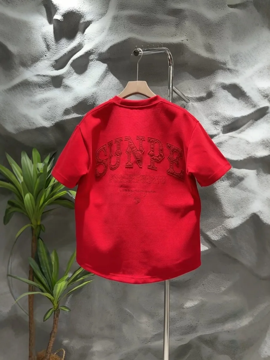 

Spring 2026 Men's Casual Faion T-irt ort Sve round Ne American Sle Comfortable Soft Stand Fit Letter Print Top