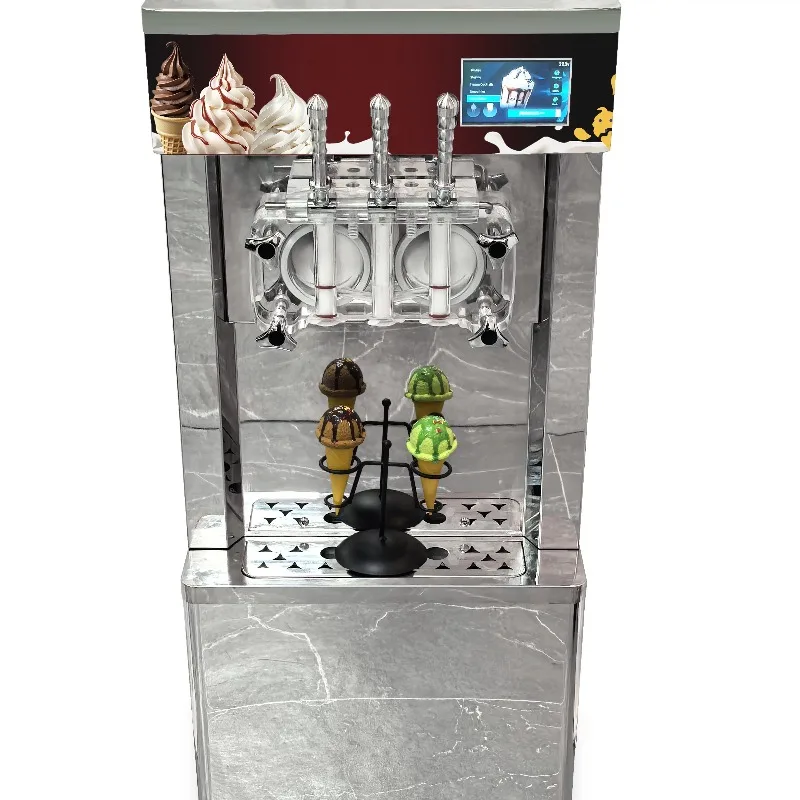Hot Sell Vertical Soft Ice Cream Machine 7-Flavor Maquina De Helados Acai Bowl Soft Sundae Slush Ice Cream Combo Machine
