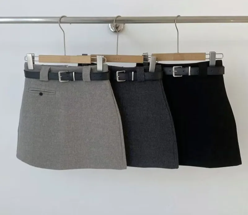 Mini Skirt For Women 2026 Faldas Mujer De Moda Slim Fit Simple Saia Office Lady Temperament Jupe Thicked Bodycon Woolen Skirts