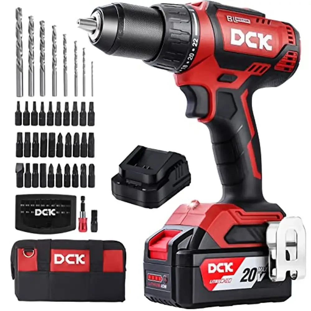 Cordless Brushless Drill Set 20V Max 4.0Ah Battery 531in.lbs Torque 1/2Inch Keyless Metal Chuck 2 Speeds LED Light Belt Hook