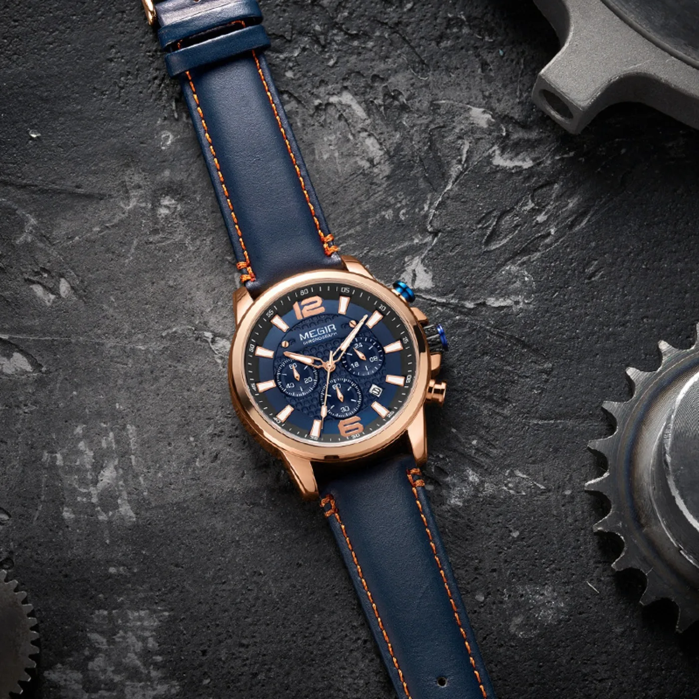 MEGIR 2020 Luxury Watches Men Top Brand Waterproof Luminous Wristwatch Blue Sports Chronograph Quartz Watch Man Wristwatch Gifts