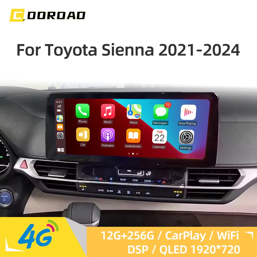 

Android 14.0 CarPlay GPS Navigation Multimedia Player 4G LTE WiFi Bluetooth RDS DSP Stereo Car Radio For Toyota Sienna 2021-2024
