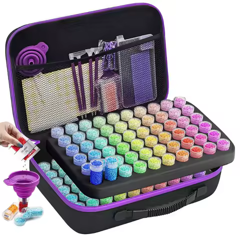 30/60/120/240 Grids Diamond Painting Storage Box Set Portable Bead Organizer with Tool Kit for DIY Craft Art Mosaic Artists