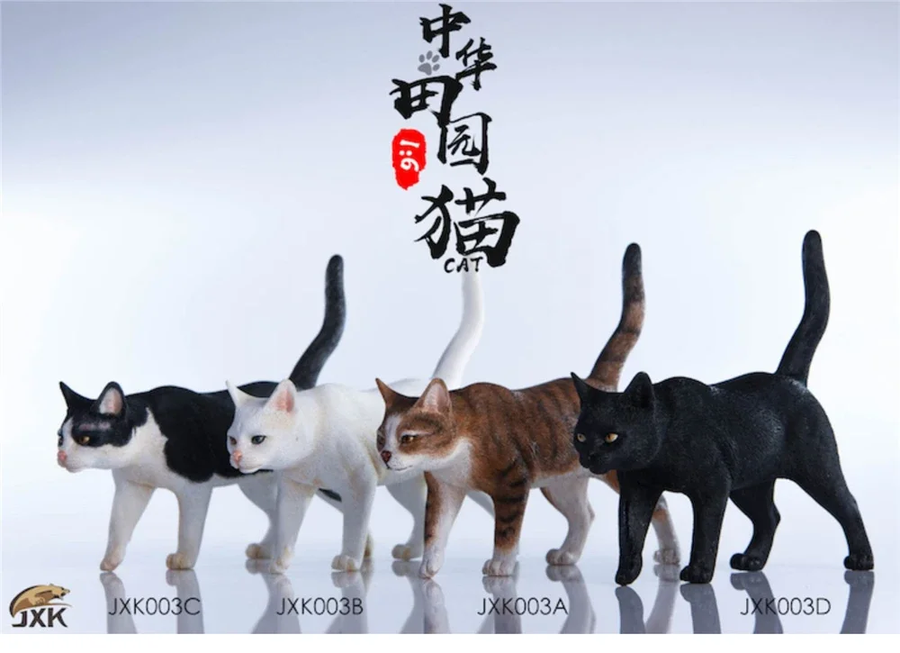 JXK 1:6 Scale Chinese Garden Cat Pet Healing Figure Felidae Animal Collector Toy Resin Desktop Decoration Gift