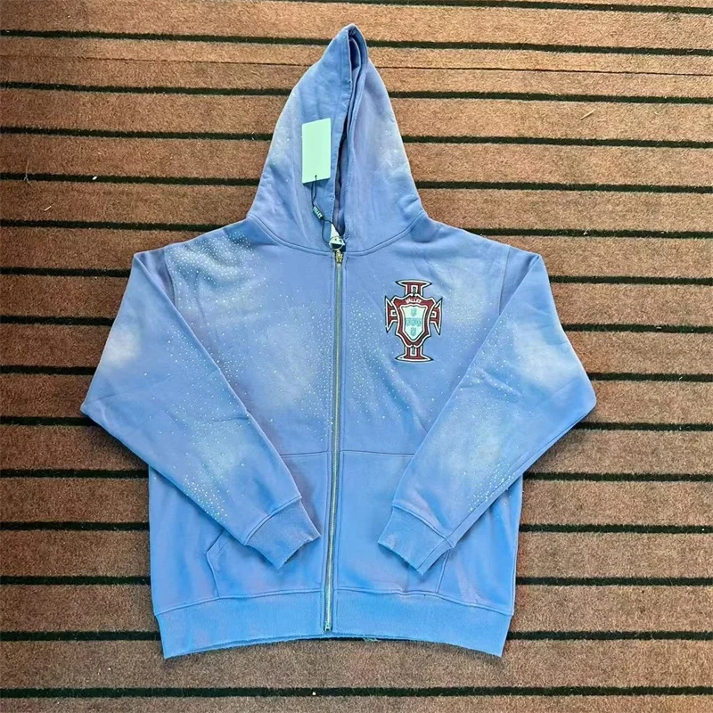 Harajuku Logo VALLEY سترات كبيرة الحجم بسحاب للرجال والنساء 1:1 أفضل جودة على الطراز الأمريكي فالي هوت دريل هوديي