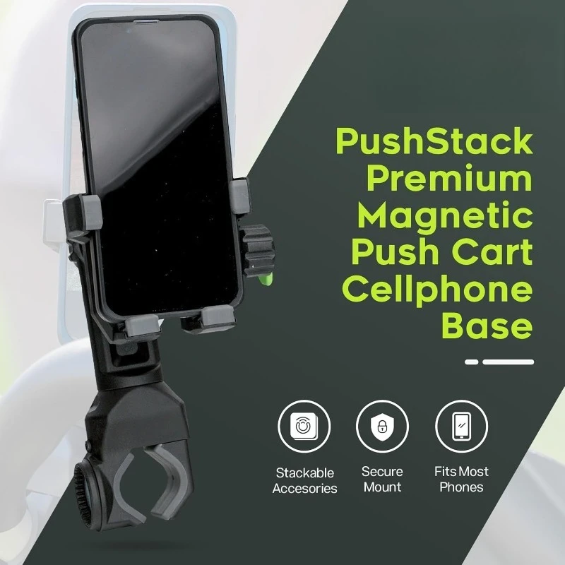 PushStack Pro Pack - حامل هاتف مغناطيسي لعربة الدفع الجولف بالإضافة إلى حزام مغناطيسي لـ Rangefinder، MagStack Microfiber To #4