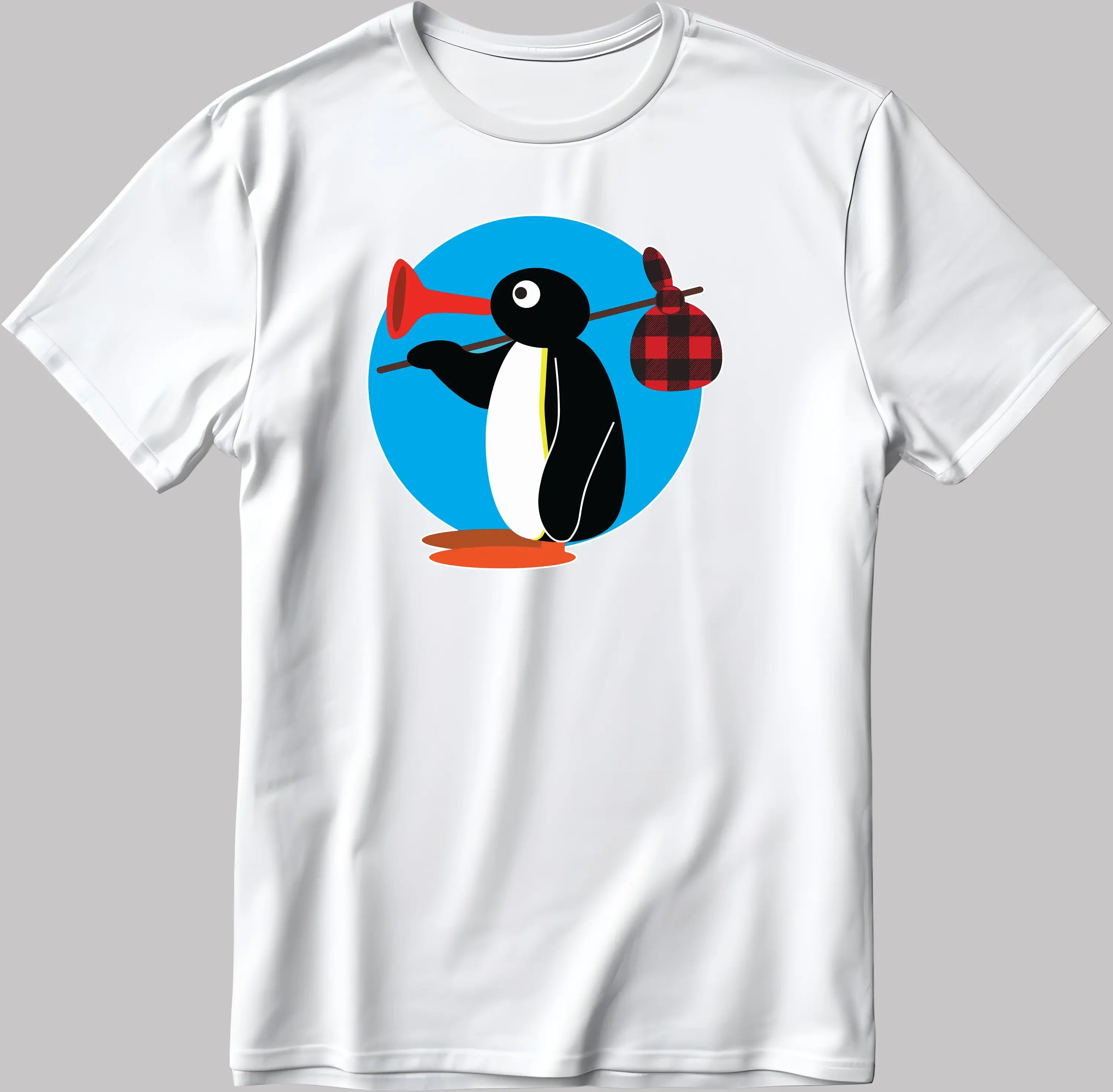 Plain Design Pingu Noot Noot Funny, Short Sleeve WhiteBlack Men's / Women's T Shirt K259