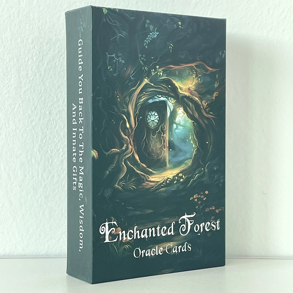 Enchanted Forest Oracle Cards, Wisdom Tarot Deck, Mystic Forest Taro, Fortune Telling Toys, with Meaning on It, 12x7cm, 50-Cards