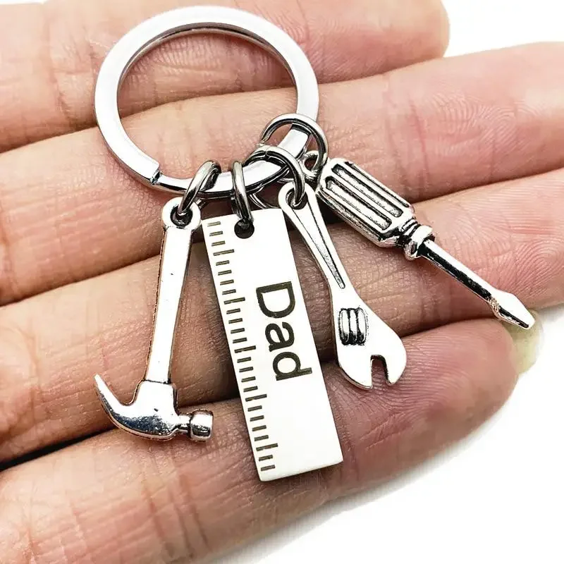 Dad Letters Keychains Creative Hammer Screwdriver Wrench Keyring Handbag Decor Tassel Hanging Pendant Father's Day Gifts