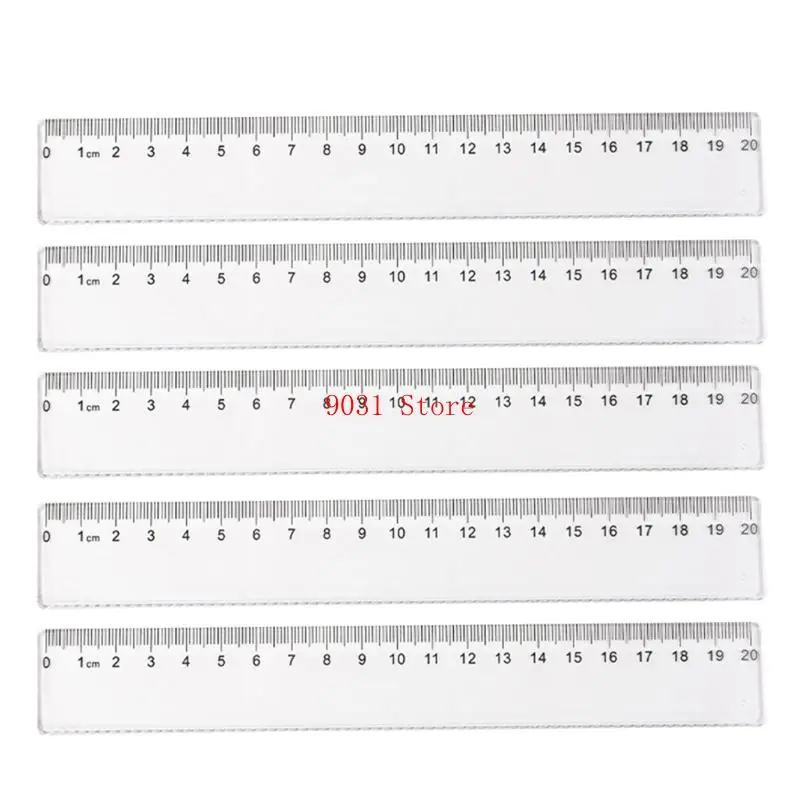 

5 Pcs 15cm 20cm Plastic Ruler Straight Ruler Clear Ruler Gift for Student