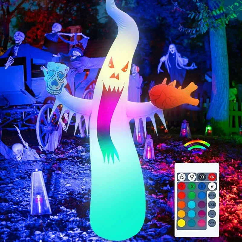 

Led Halloween Inflatable Scary Ghost With Color Changing Remote Control Glowing Ghost Prop For Garden Courtyard Halloween Decor