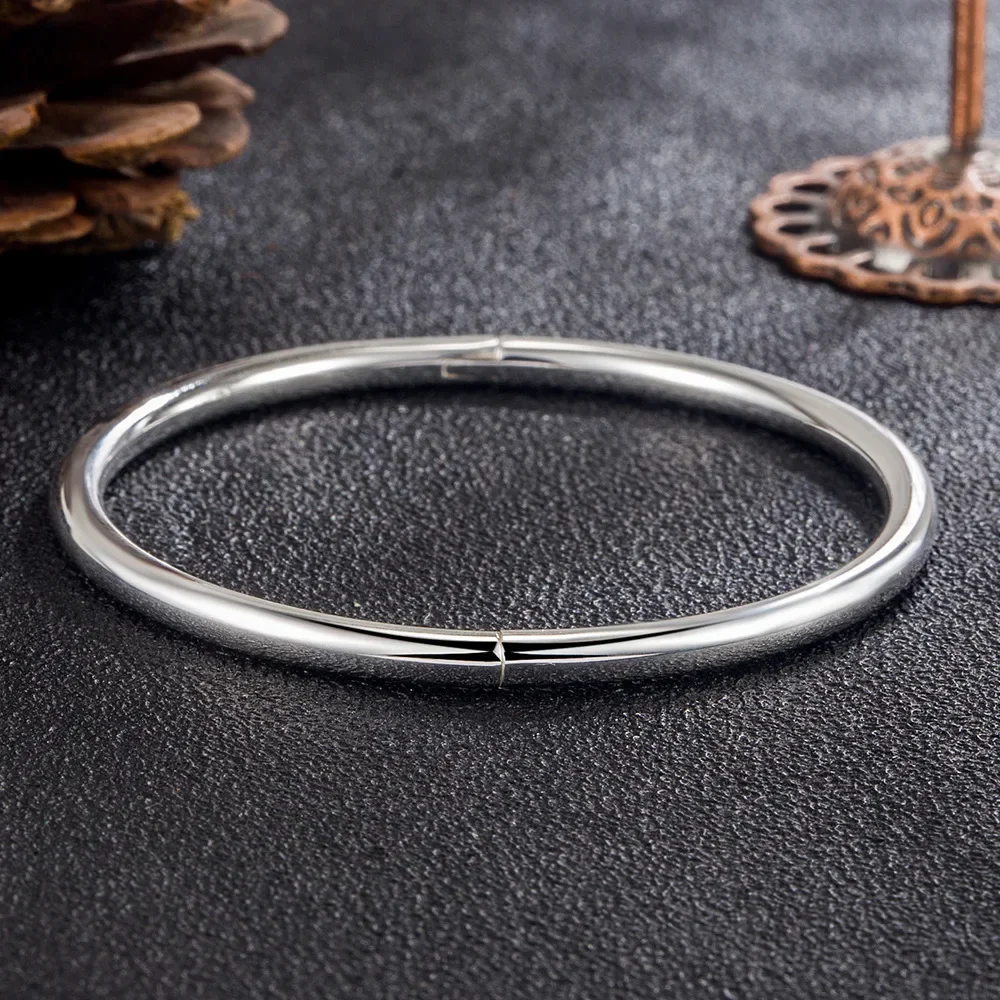 PABEYN S925 Sterling Silver Simple Women Bracelet Bangles Ladies Luxury Designer Jewelry Accessories