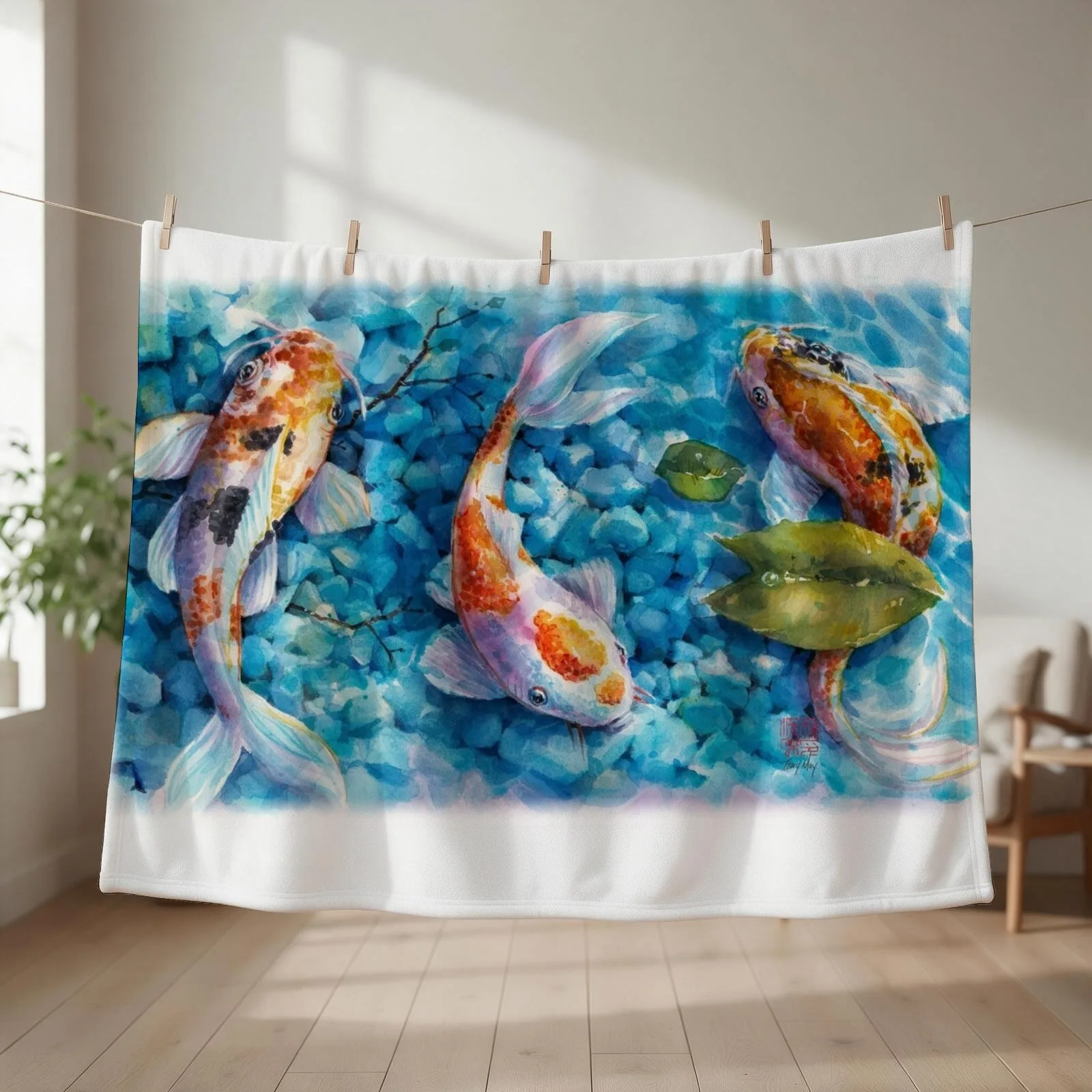 Tranquil Travelers- Koi Pond Watercolor Throw Blanket Fashion Sofas Moving Decorative Sofa decorative Blankets