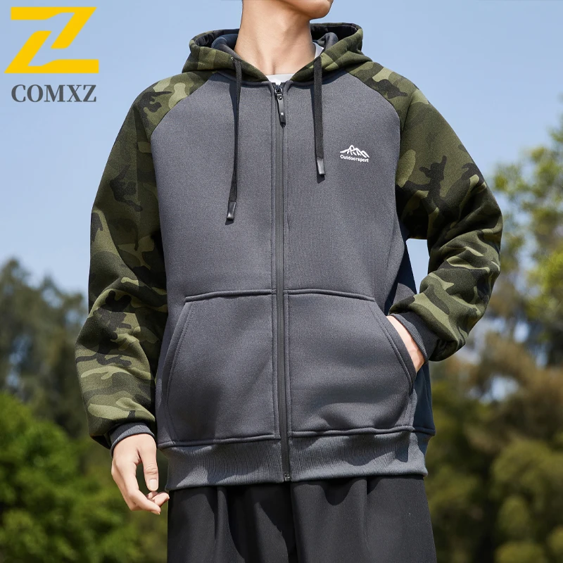 New Hooded Cardigan Jacket 2025 Winter New Fashion Color Matching Design Windproof Warm Top Casual Versatile Mountain Print Coat