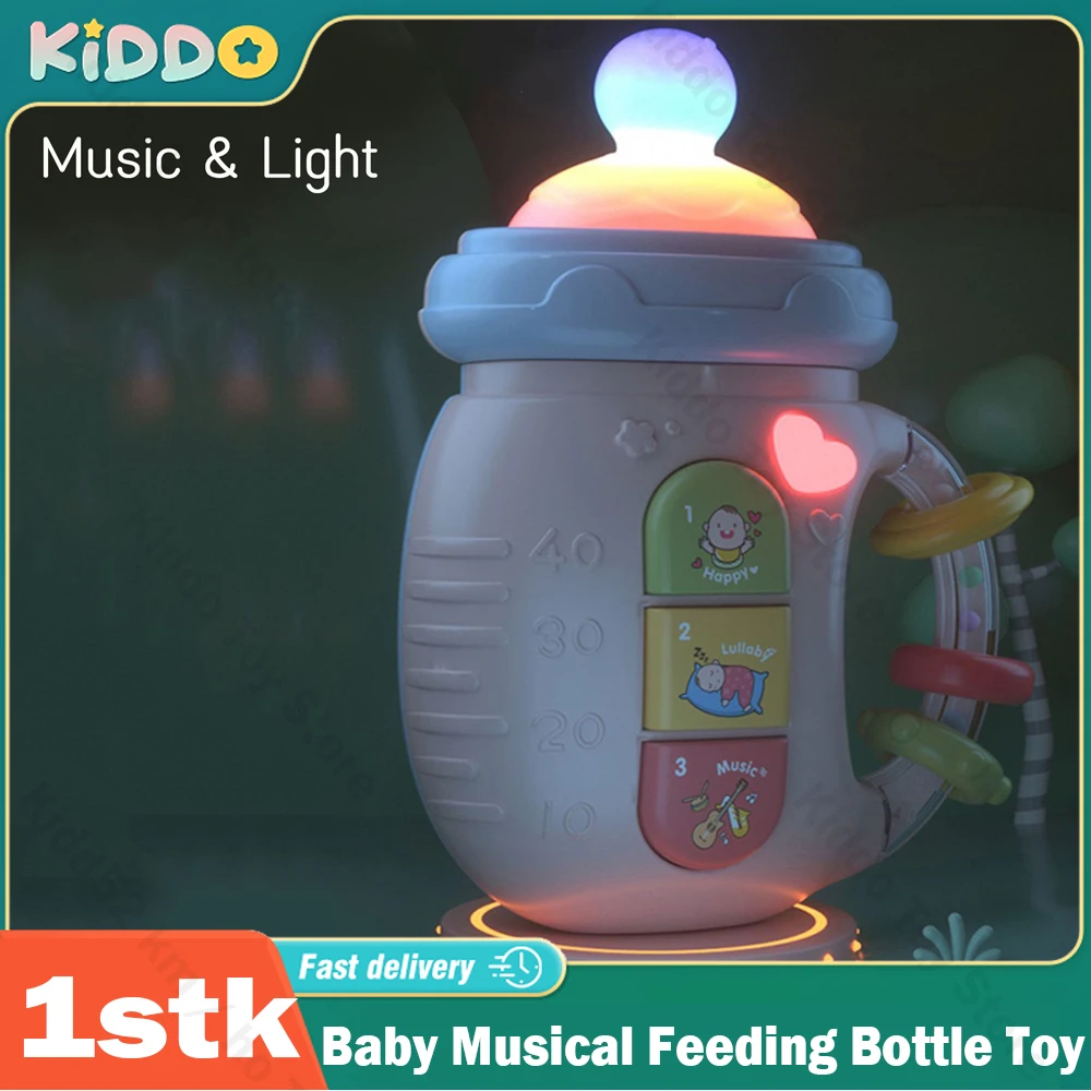 

Baby Musical Feeding Bottle Music LED Pacifier Newborn Soft Rattles Educational Toy Mobile Rattles Toys 0-12M Soothing Vocal