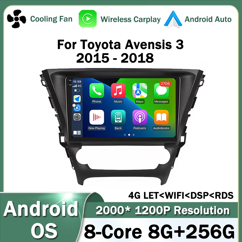 10.1 inch Android OS for Toyota Avensis 3 2015 - 2018 Auto Radio Car Multimedia Video Stereo Player GPS Wireless CarPlay WIFI