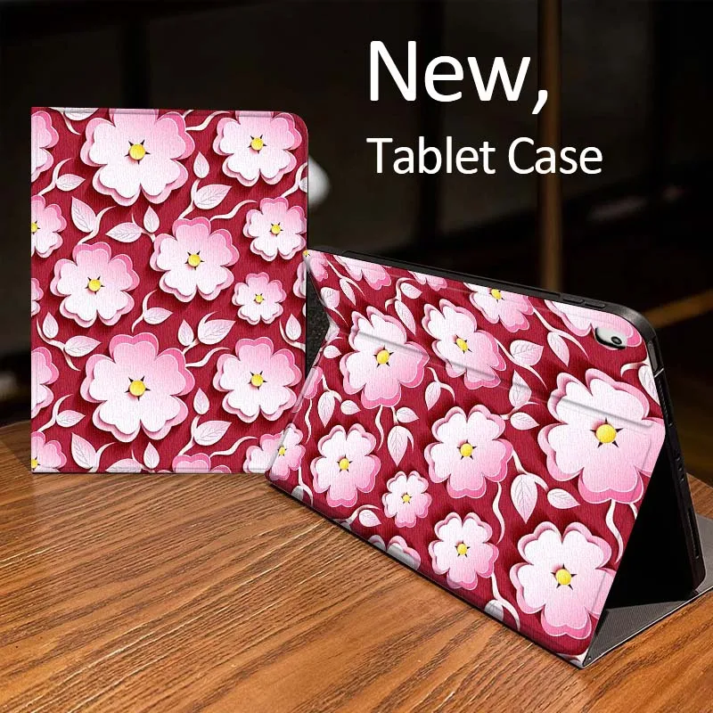 

Cartoon Pink Flower Pattern For iPad Pro mini Air 1 2 4 3 5 6 7 8gen 9gen 11 M2 M3 M4 6th 7th 10th 11th Gen 2025 Tablet Case