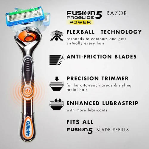 Imagen 2 del producto Original Gillette Fusion 5 maquinilla de afeitar Power Proglide afeitadora hombre Manual afeitadora Flexball barba precisión limpieza seguridad afeitado recto