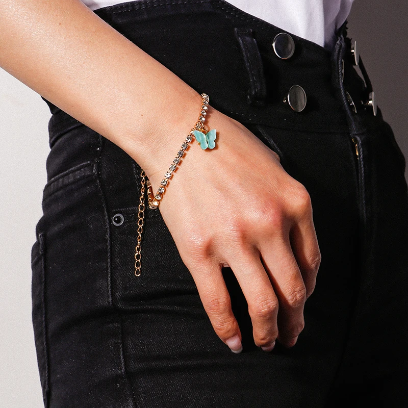 Aihua Neue Glänzende Kubische Tennis-Ketten-Schmetterlings-Armbänder für Frauen Sommer Strand Verstellbare Armbänder Geburtstagsparty-Schmuck – Detail 24