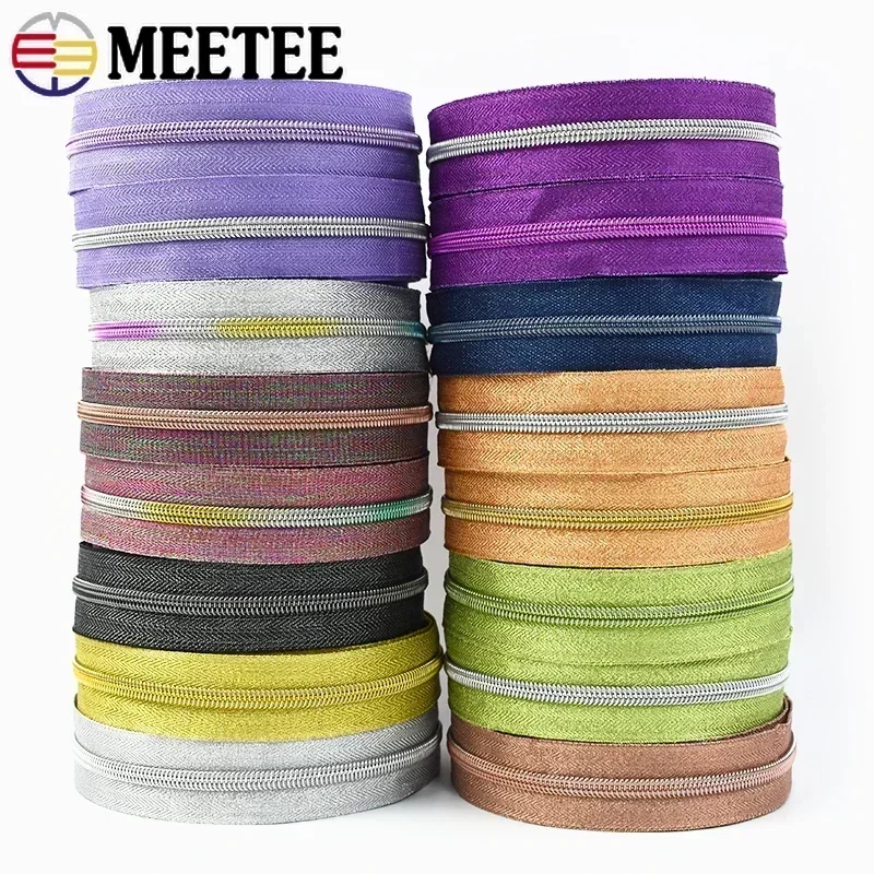 

2/3/5Meters Meetee 5# Nylon Zippers Bag Clothes Roll Zipper Closure By The Meter Decor Zips Repair Garment Sewing Accessories