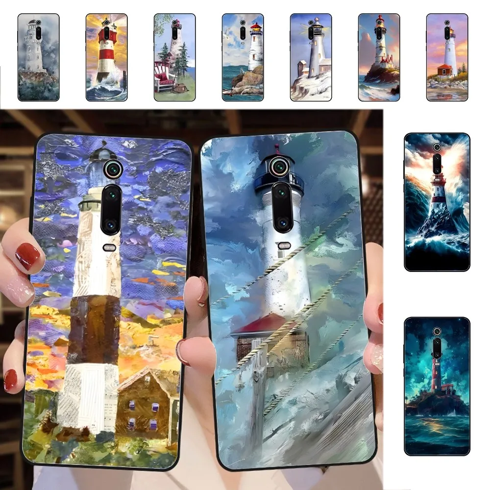 Hand Painted Lighthouse Phone Case For Redmi 5 6 7 8 9 10 plus pro 6 7 8 9 A GO K20 K30 K40 pro plus F3 Fundas