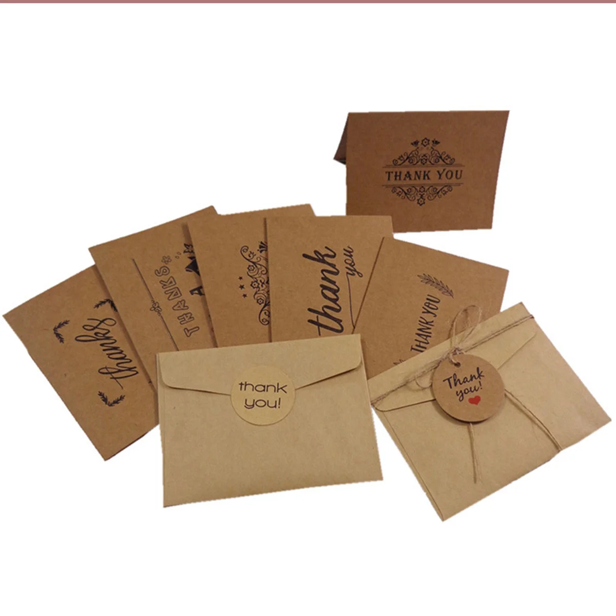 

36pcs Kraft Paper Thank You Cards Thank You Greeting Paper Envelopes for Wedding Graduation kraft paper greeting card