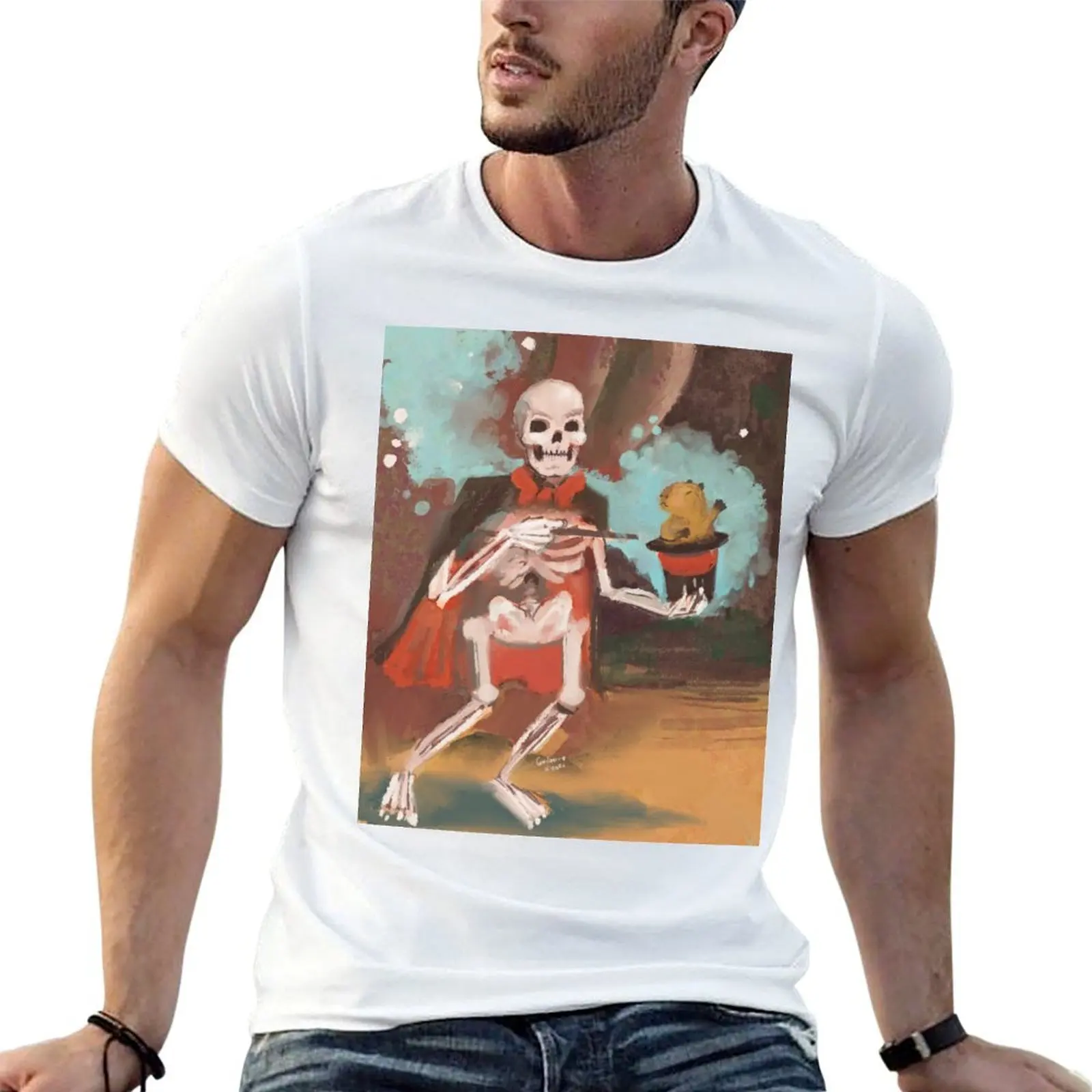 the skeleton magician T-Shirt summer tops funny costumes men tshirt