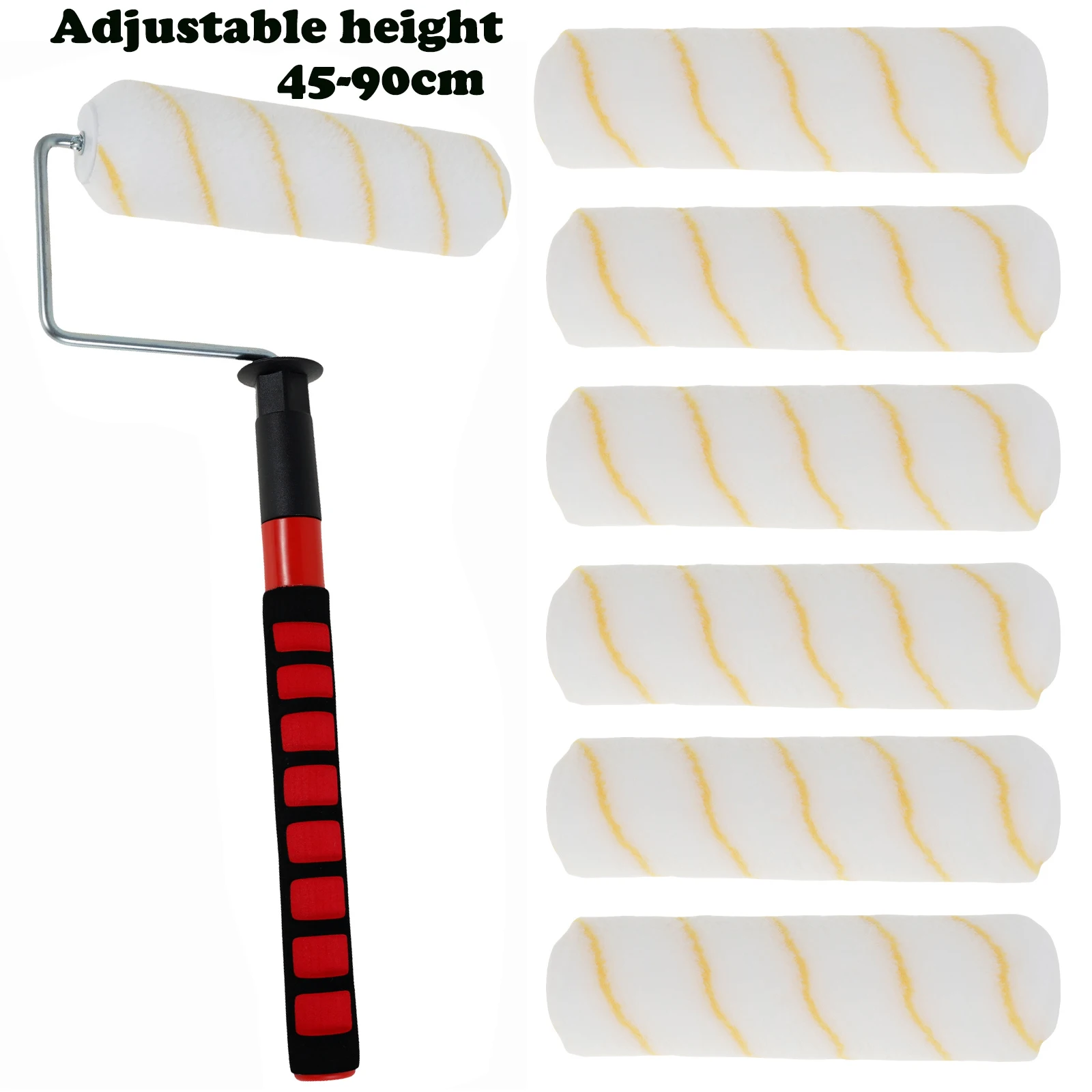 ペイントローラースリーブ-9-インチ-230-ミリメートル-5-マイクロファイバーペイントローラーカバー伸縮ロッド付き-45-90-センチメートル家全体の塗装用